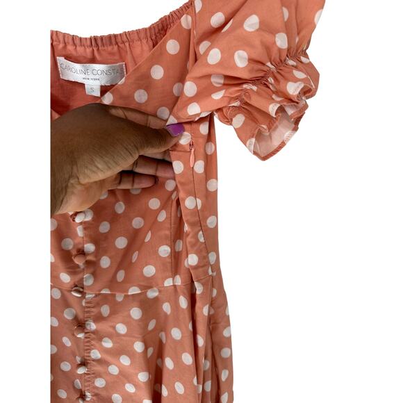 Caroline Constas Savannah Trad Cottagecore Puff Sleeve Polka Dot Dress Small - Picture 7 of 13